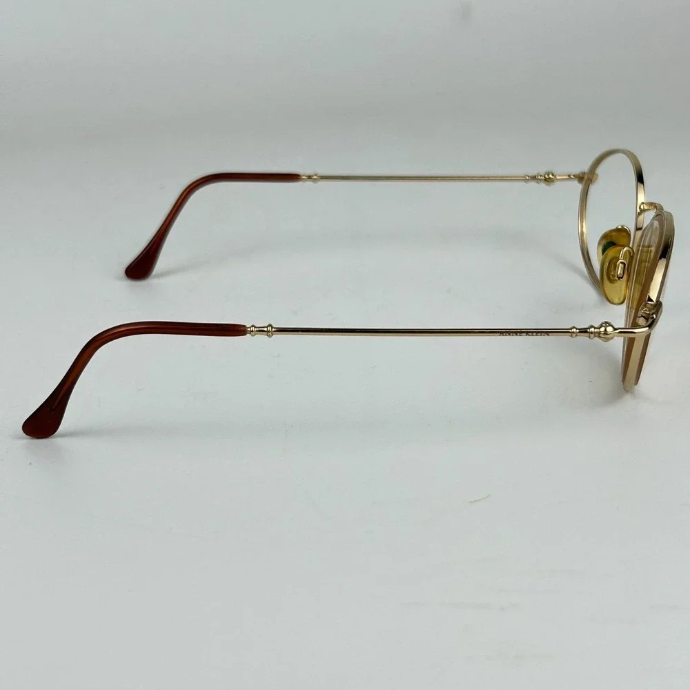 Anne‎ Klein K1067 Women Eyeglasses Frame Gold Tone Round Full Rim 49-18-135mm
